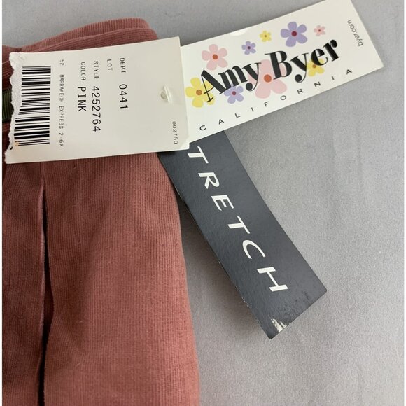 Amy Byer Girls 6X Pink Stretch Corduroy Skort With Green Belt Detail Pull On NEW - Picture 7 of 11